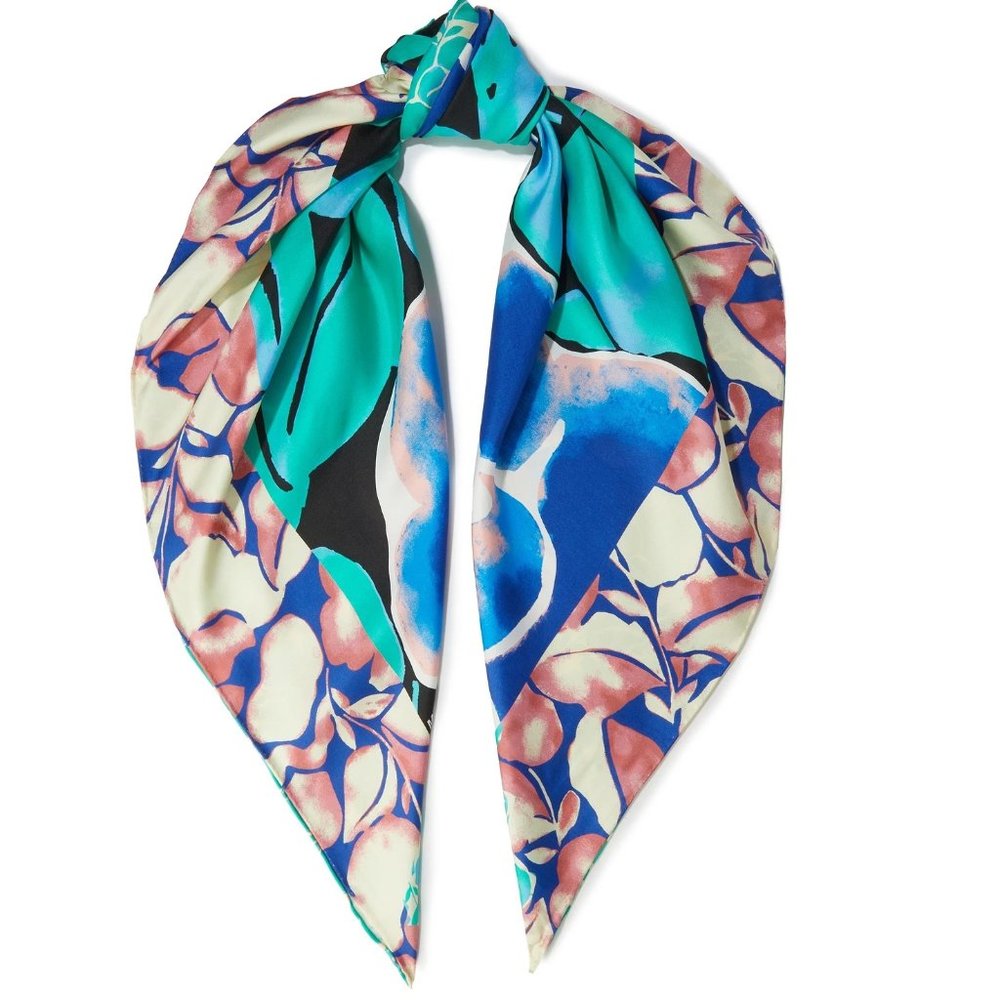 New DIANE VON FURSTENBERG DVF Silk Square Scarf, Milo Multi, 37.4" Square